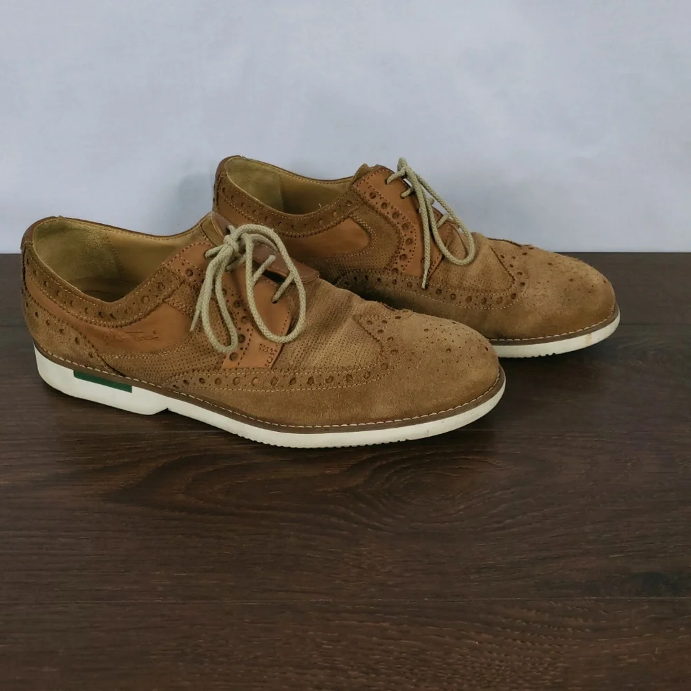 Galizio Torresi Made in Italy Brown Suede Shoes Wingtip Oxford Size US 8.5 EU 42